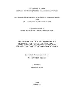 O clima organizacional em unidades hopitalares públicas e