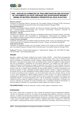 An&aacute;lise da forma&ccedil;&atilde;o de trialometanos em uma esta&ccedil;&atilde;o de