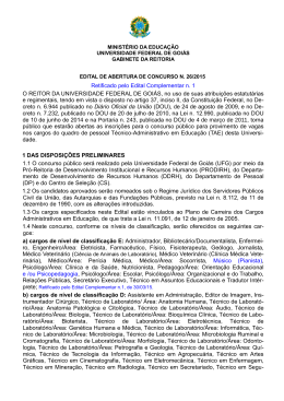 Retificado pelo Edital Complementar n. 1 O - Vestibular