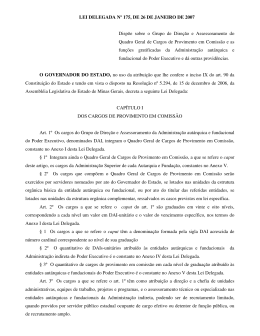lei delegada n&ordm; 175, de 26 de janeiro de 2007 - Sindifisco-MG