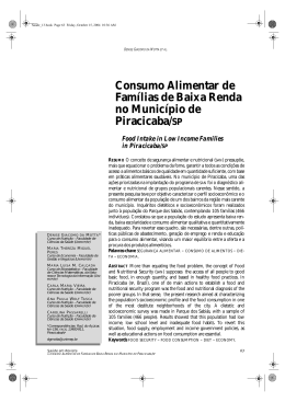 Consumo Alimentar de Fam&iacute;lias de Baixa Renda no