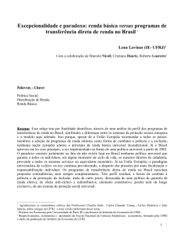 Excepcionalidade e Paradoxo: Renda Básica versus
