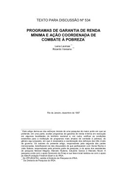 programas de garantia de renda m&iacute;nima e a&ccedil;&atilde;o coordenada