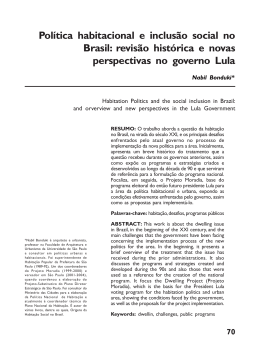 Pol&iacute;tica habitacional e inclus&atilde;o social no Brasil: revis&atilde;o hist&oacute;rica e