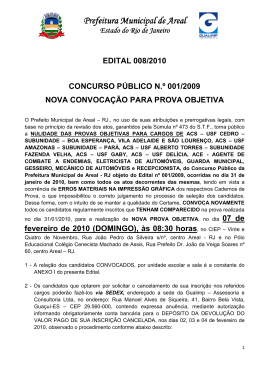 edital 008/2010 convoca&ccedil;&atilde;o para nova prova