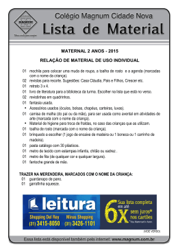 MATERNAL 2 ANOS - 2015 RELAÇÃO DE MATERIAL DE USO
