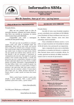 Informativo Ano 41 n&ordm; 171 - Sociedade Brasileira de Malacologia