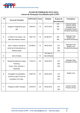 PLANO DE FORMA&Ccedil;&Atilde;O 2015/2016 Cursos de Forma&ccedil;&atilde;o