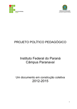 Projeto Pol&iacute;tico Pedag&oacute;gico do C&acirc;mpus Paranava&iacute;