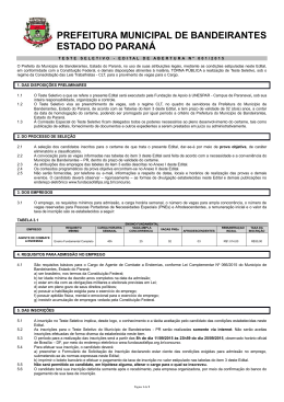 Abertura Edital - Concurso Prefeitura Bandeirantes/PR