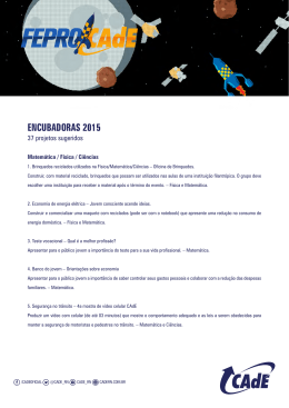 ENCUBADORAS 2015 - Rede de Ensino CAdE