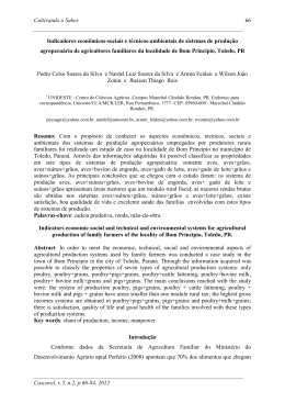 Indicadores econ&ocirc;micos-sociais e t&eacute;cnicos-ambientais de