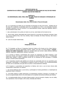 Estatuto Social Sicredi Vale do Rio Pardo