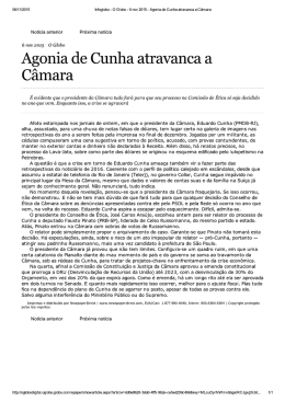Agonia de Cunha atravanca a C&acirc;mara