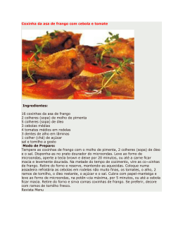Coxinha da asa de frango com cebola e tomate Ingredientes: 16