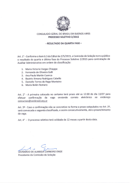 RESULTADO DA QUARTA FASE - Consulado