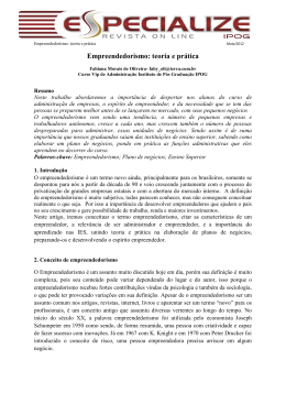 Empreendedorismo: teoria e pr&aacute;tica