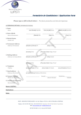 Formul&aacute;rio de Candidatura / Application Form