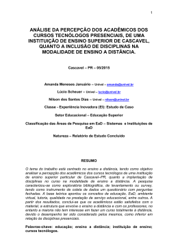 an&aacute;lise da percep&ccedil;&atilde;o dos acad&ecirc;micos dos cursos
