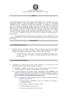 EDITAL O DESEMBARGADOR FEDERAL DO TRABALHO