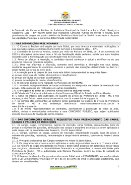 1 A Comiss&atilde;o de Concurso P&uacute;blico da Prefeitura Municipal de