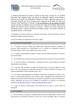 Edital Concurso P&uacute;blico 001/2015
