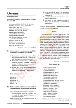 Simulado Interno 2014-2 | Prova de Literatura