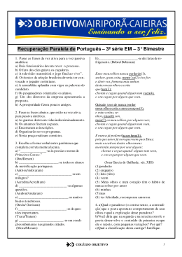 Recupera&ccedil;&atilde;o Paralela de Portugu&ecirc;s &ndash; 3&ordf; s&eacute;rie EM &ndash; 3&deg; Bimestre