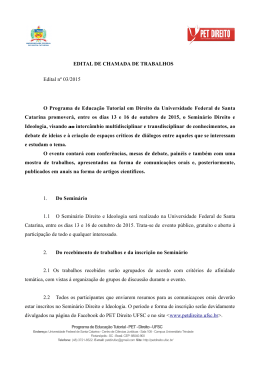 EDITAL DE CHAMADA DE TRABALHOS Edital