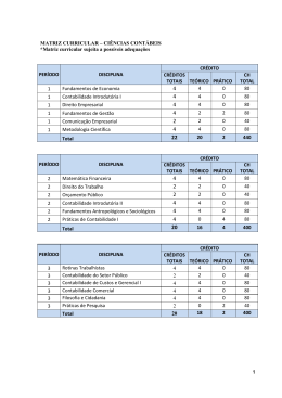1 MATRIZ CURRICULAR &ndash; CI&Ecirc;NCIAS CONT&Aacute;BEIS *Matriz