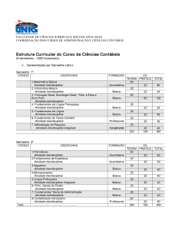 Veja aqui a Matriz Curricular do curso de Ciências Contábeis