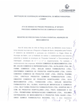 i.CISMEP ATA DE SESSAO DO PREGÃO PRESENCIAL N° 007