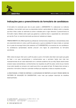 Indica&ccedil;&otilde;es para o preenchimento do formul&aacute;rio de candidatura