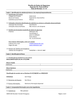 Planilha de Dados de Segurança Rapicide PA, Parte B (RTU) Data
