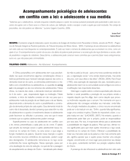 Acompanhamento psicol&oacute;gico de adolescentes em conflito com a