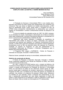 consolidação do banco de dados sobre adolescentes em conflito