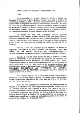 S&iacute;ntese conflito com a Suzano - Santa Quit&eacute;ria - MA O fato
