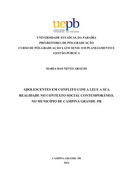 ADOLESCENTES EM CONFLITO COM A LEI E A SUA