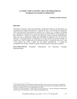 A cl&iacute;nica psicanal&iacute;tica do ato infracional