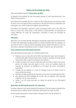 Pol&iacute;tica de Privacidade Rio 2016