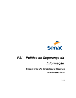 PSI &ndash; Pol&iacute;tica de Seguran&ccedil;a da Informa&ccedil;&atilde;o