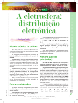 Modelo atômico de orbitais Estudo da eletrosfera