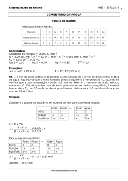 Sistema ELITE de Ensino IME - 2013/2014 COMENT&Aacute;RIO DA PROVA