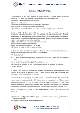 Qu&iacute;mica: Tabela Peri&oacute;dica