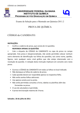 Prova de Qu&iacute;mica - TWiki - Universidade Federal da Bahia