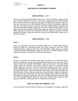 ANEXO IV DESCRI&Ccedil;&Atilde;O DO ZONEAMENTO URBANO 1 ZONA