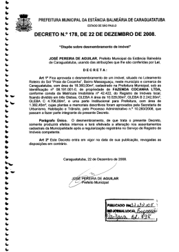 - .A " DECRETO N_‹› 178, DE 22 DE DEZEMBRO DE zoos.