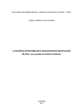 viol&ecirc;ncia intrafamiliar e adolescentes em situa&ccedil;&atilde;o de rua
