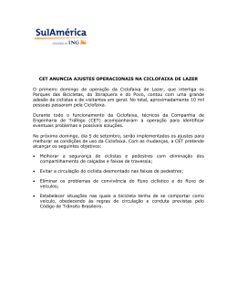 CET ANUNCIA AJUSTES OPERACIONAIS NA CICLOFAIXA DE