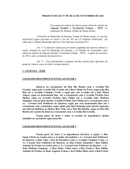 PROJETO DE LEI N&ordm; 89, DE 22 DE NOVEMBRO DE 2011. Fixa